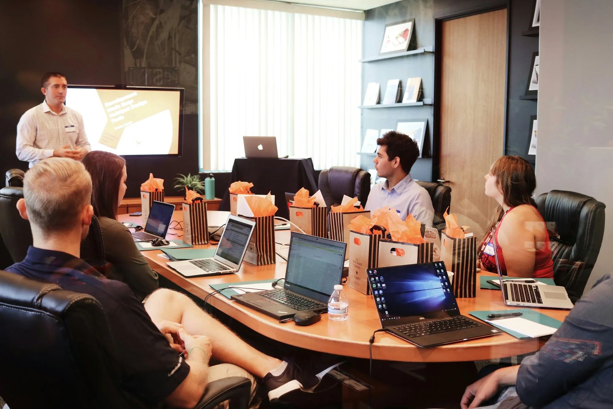 Team meeting around a table